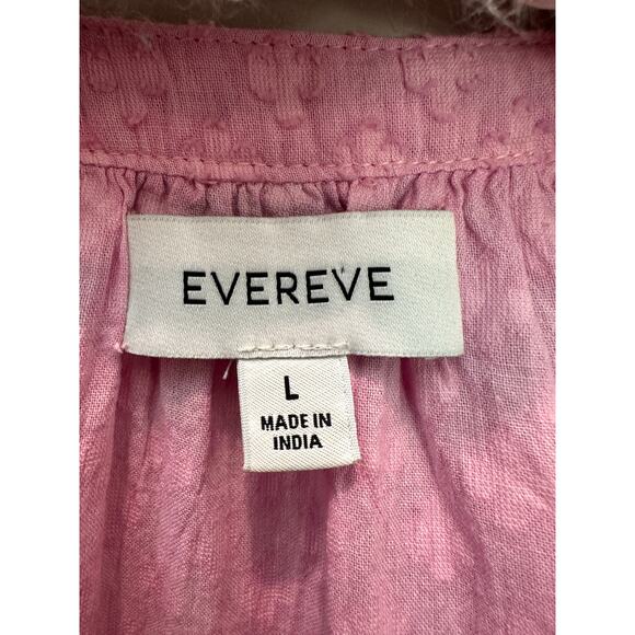 EVEREVE | Pink Swiss Dot Button Front Blouse Long Sleeve Cotton Top | Large - Picture 7 of 8